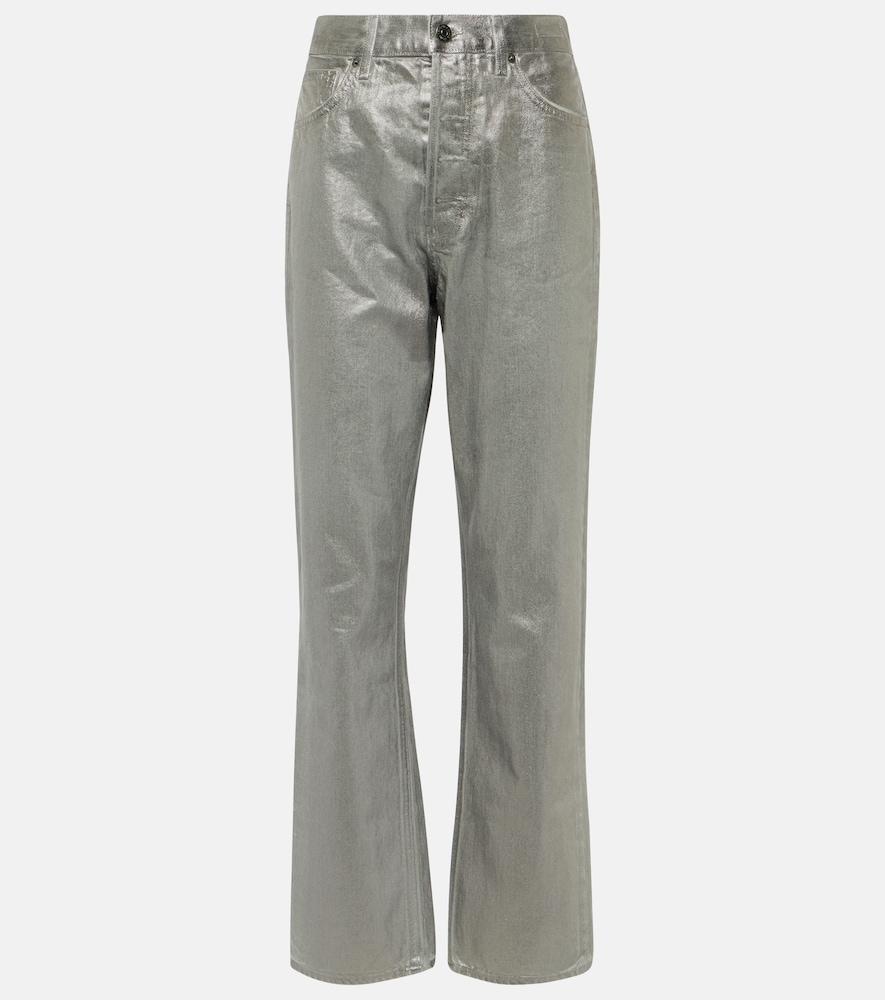 veronica beard daniela metallic high-rise straight jeans