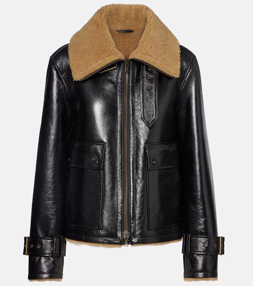 veronica beard danika shearling-lined leather jacket