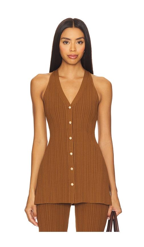 veronica beard dax knit vest in brown. - size m (also in xl)
