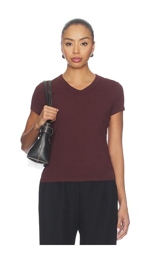 veronica beard devin v-neck tee in brown. - size l (also in xs, s, m)