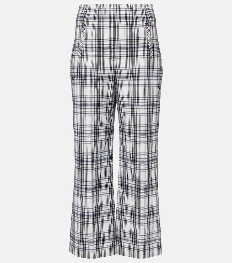 veronica beard dova plaid cotton-blend wide-leg pants