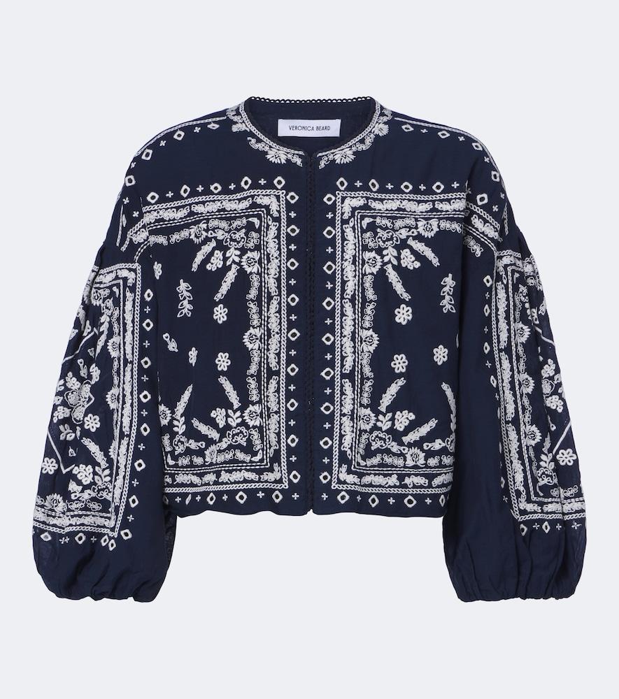 veronica beard drake embroidered cotton-blend jacket