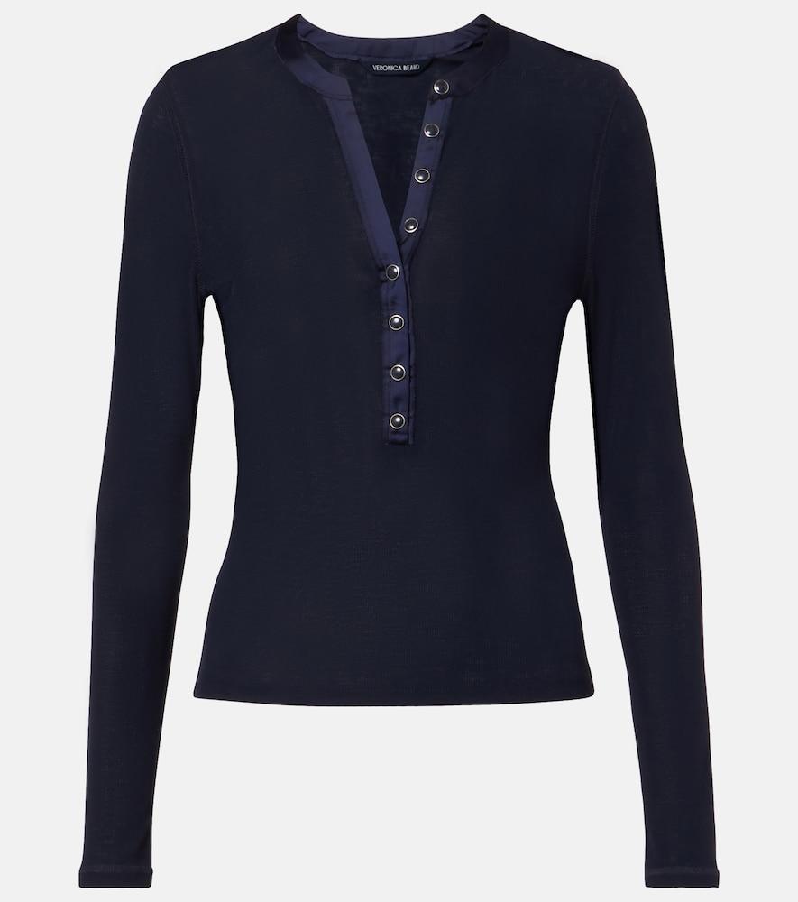 veronica beard drexler ribbed-knit henley shirt