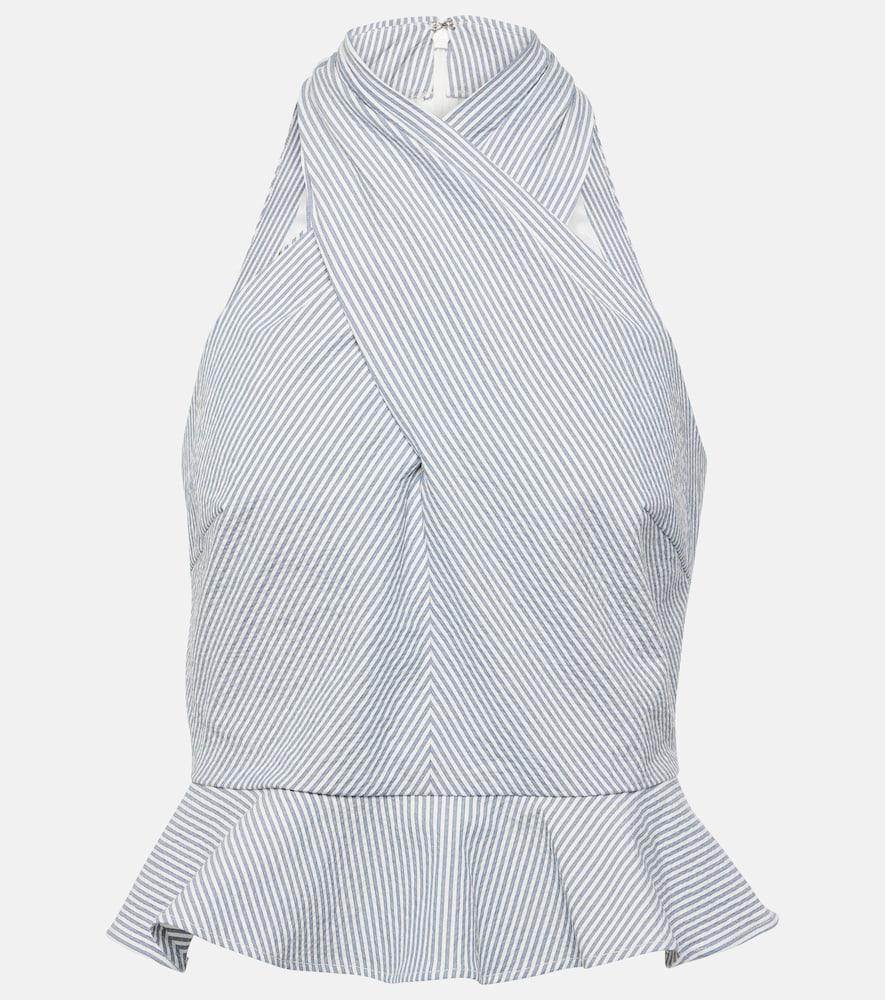 veronica beard drey striped halterneck cotton top