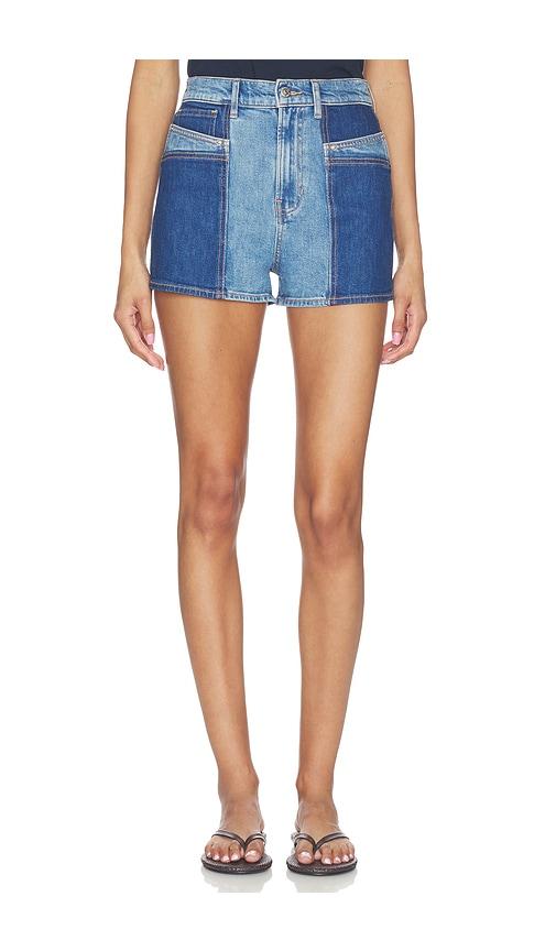 veronica beard elijah colorblocked short in blue. - size 24 (also in 25, 29, 32)
