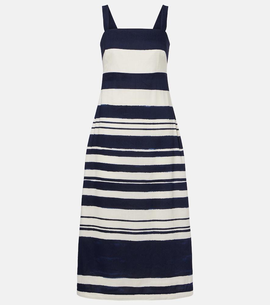 veronica beard ella striped linen-blend midi dress