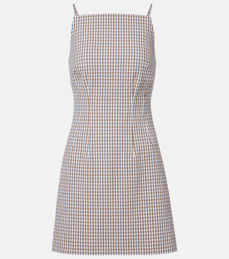 veronica beard gingham cotton seersucker minidress