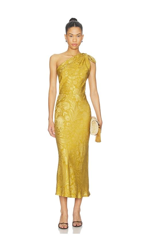 veronica beard grycen dress in metallic gold. - size 0 (also in 10)
