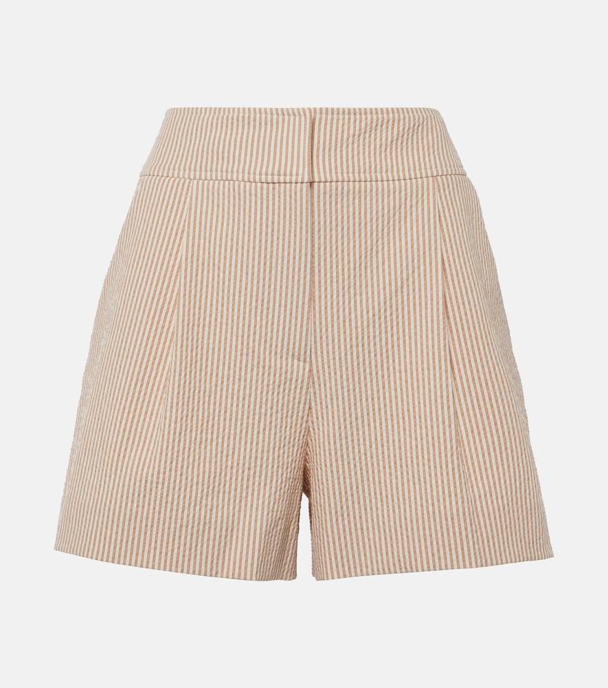 veronica beard haina high-rise cotton seersucker shorts