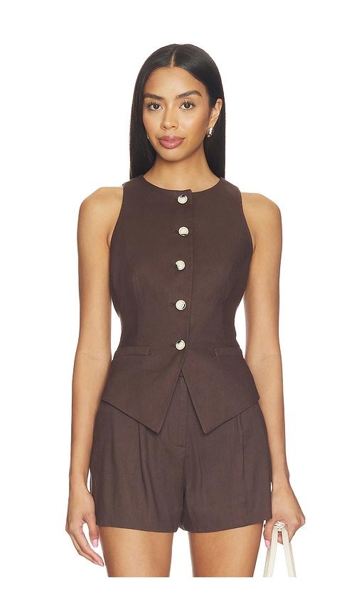veronica beard hartwell vest in brown. - size 00 (also in 2, 4, 6)