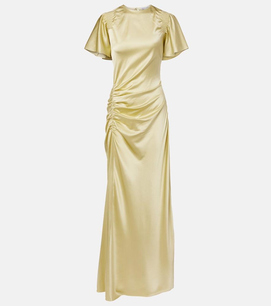 veronica beard huntleigh ruched silk-blend satin gown