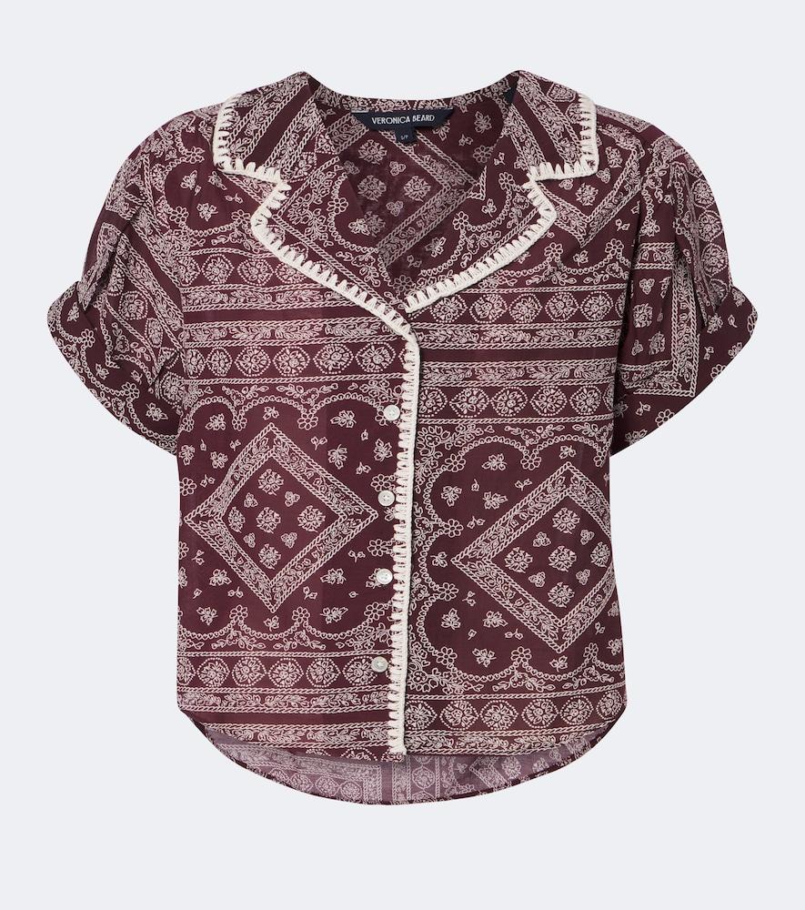 veronica beard ilene printed cotton-blend shirt