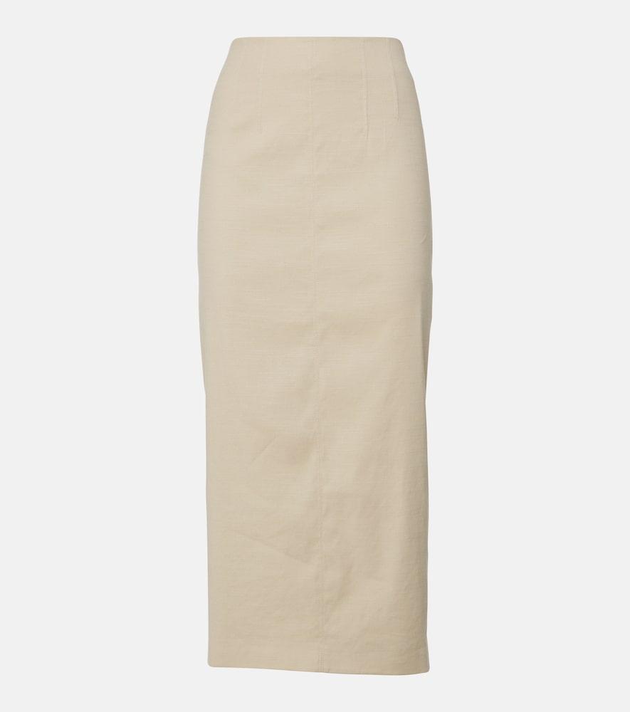 veronica beard kimpton linen-blend midi skirt