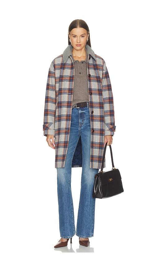 veronica beard laurent dickey coat with collar in multi. - size l (also in s, m)