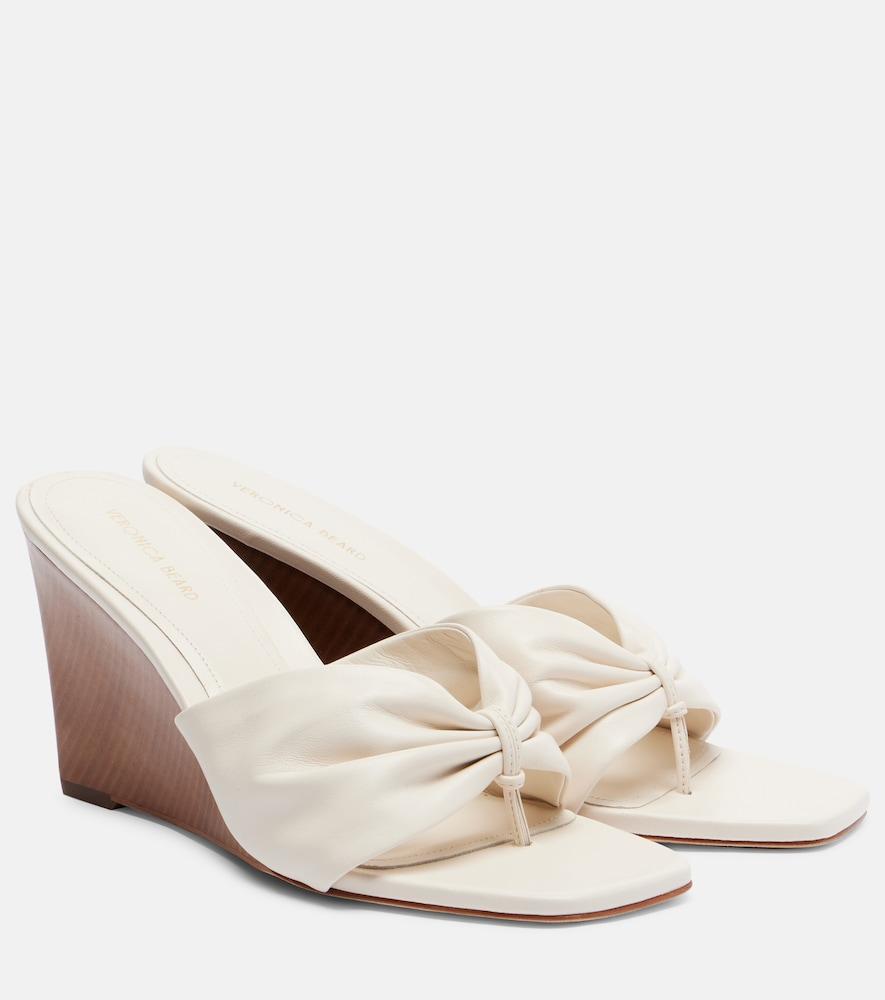 veronica beard leather wedge sandals