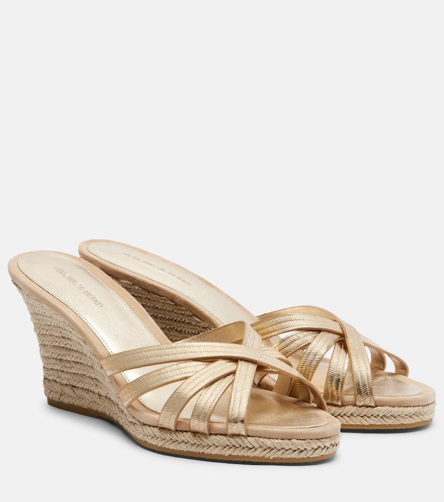veronica beard metallic leather espadrille wedges