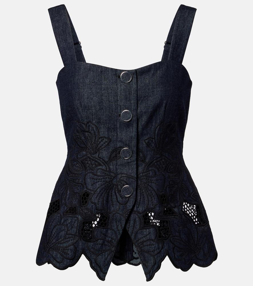 veronica beard mirielle cotton chambray top