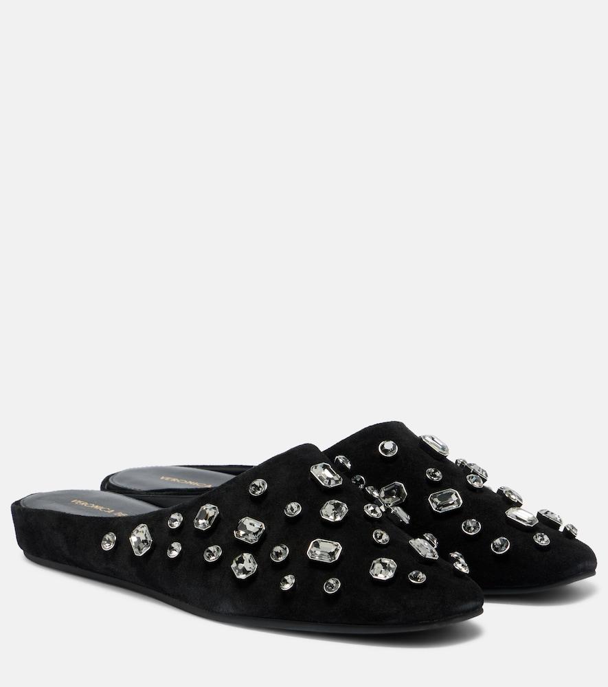 veronica beard narcisa crystal-embellished suede mules