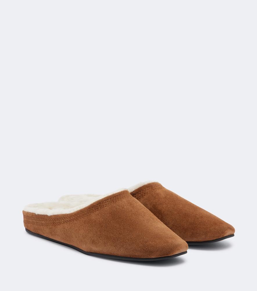 veronica beard narcisa shearling-lined suede mules