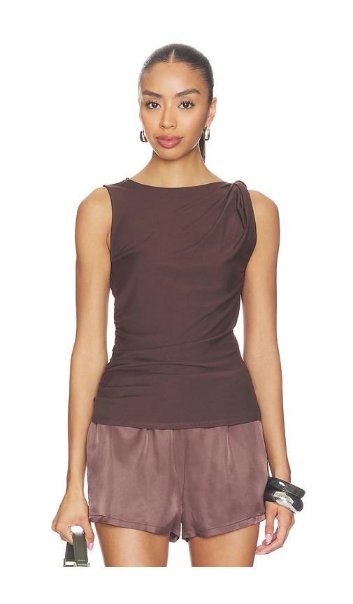 veronica beard otessa top in chocolate. - size l (also in m, s, xs)