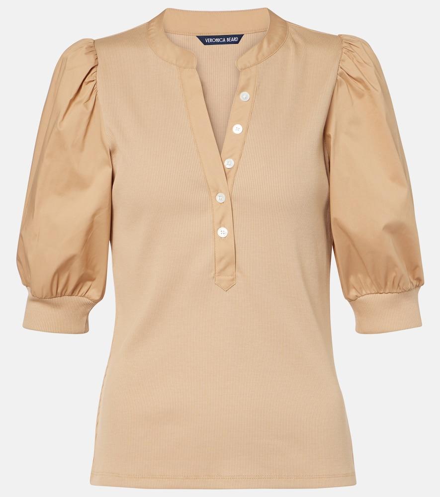 veronica beard puff-sleeve cotton-blend top