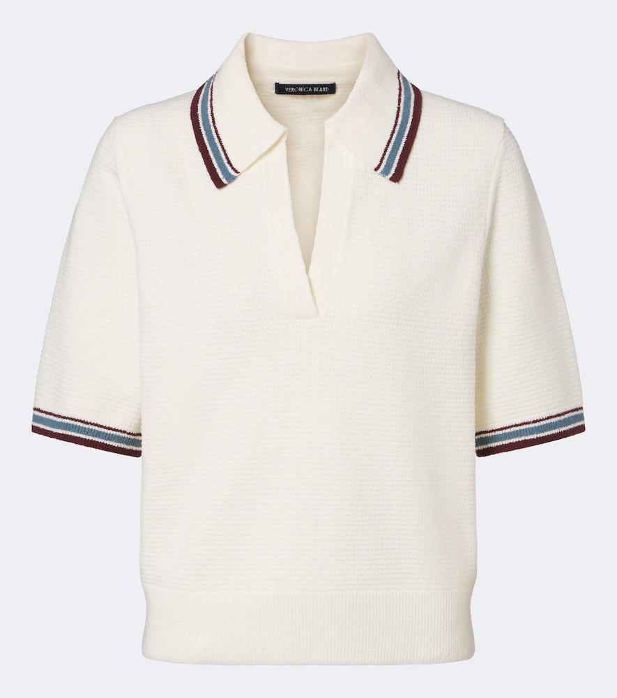 veronica beard quinelle knitted cotton-blend polo shirt