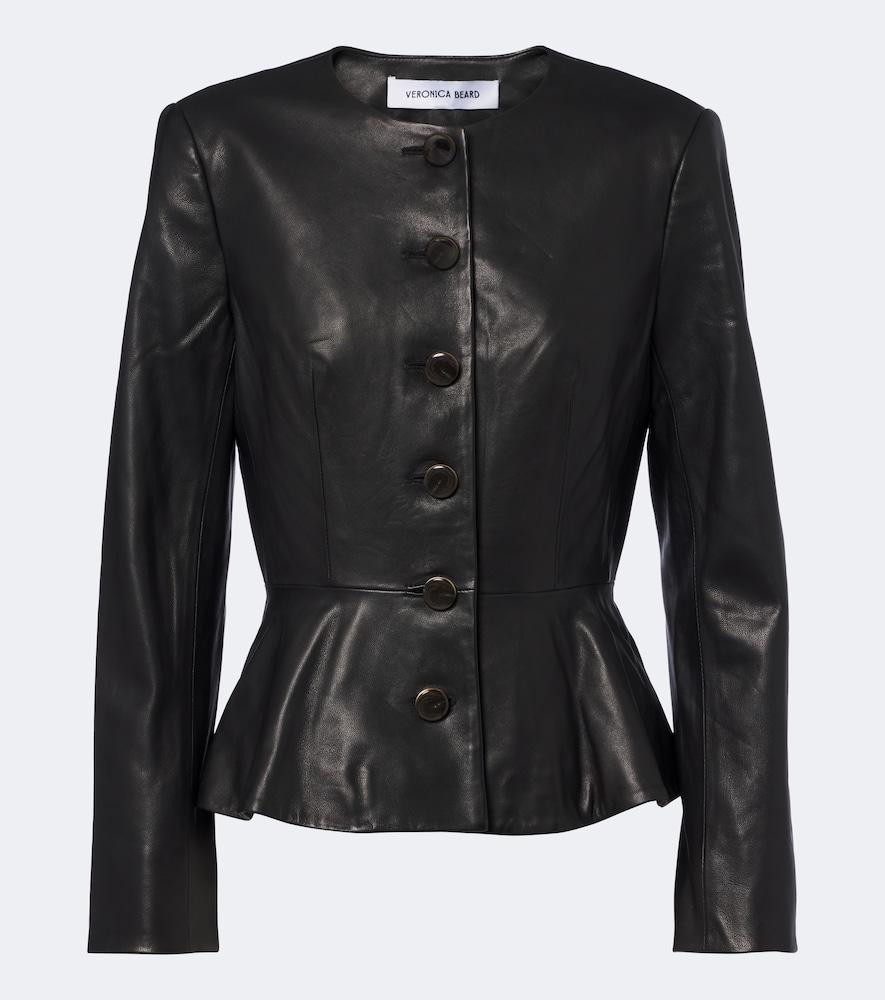 veronica beard quinn peplum leather jacket