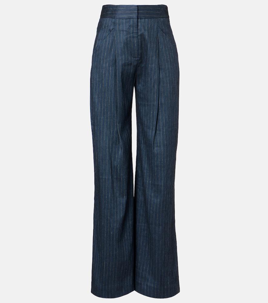 veronica beard rimini linen-blend wide-leg pants