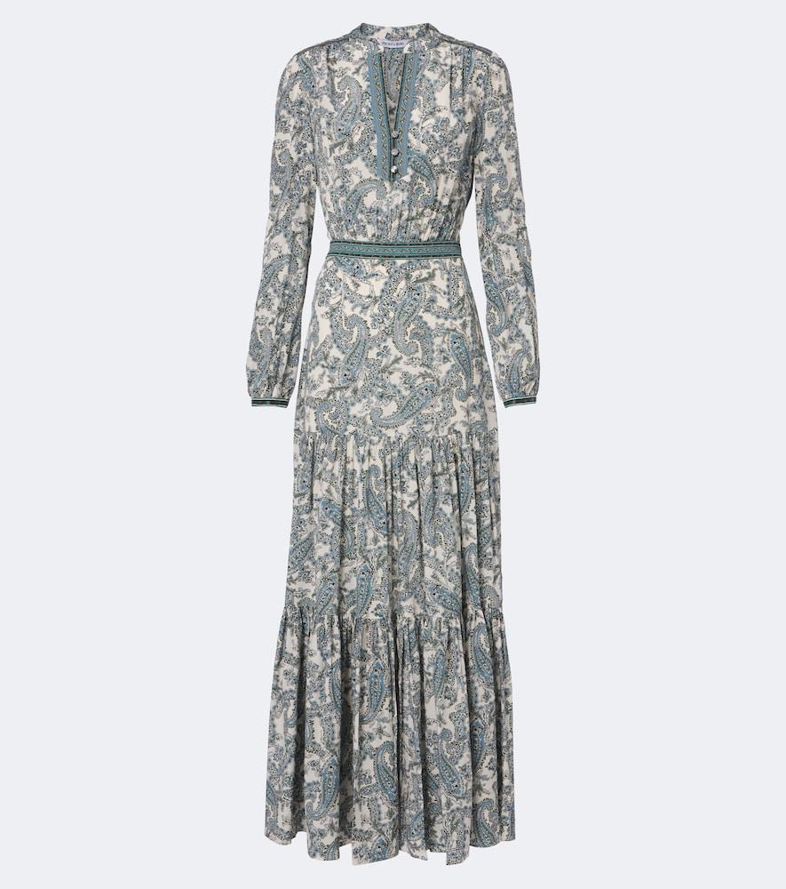 veronica beard sama printed tiered silk-blend maxi dress