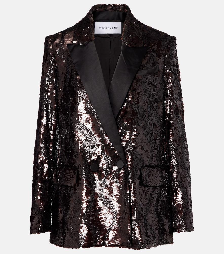 veronica beard sequined double-breasted blazer