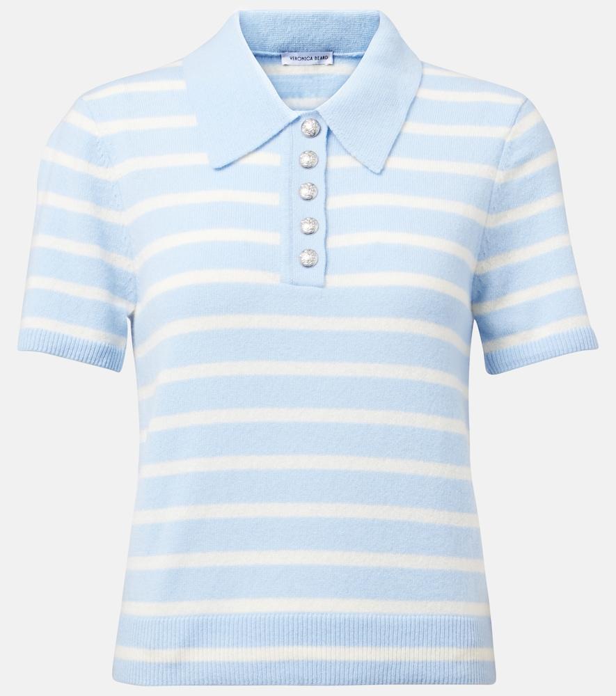 veronica beard shana striped cashmere polo sweater