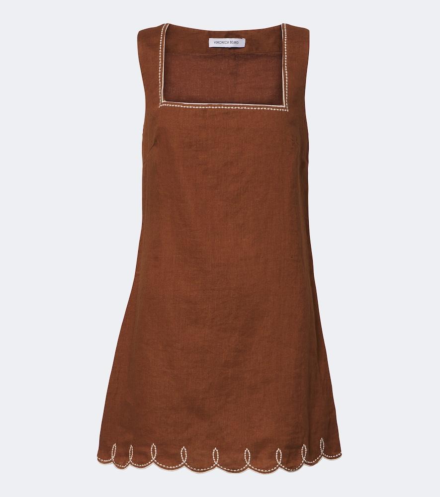 veronica beard shanice scalloped linen minidress