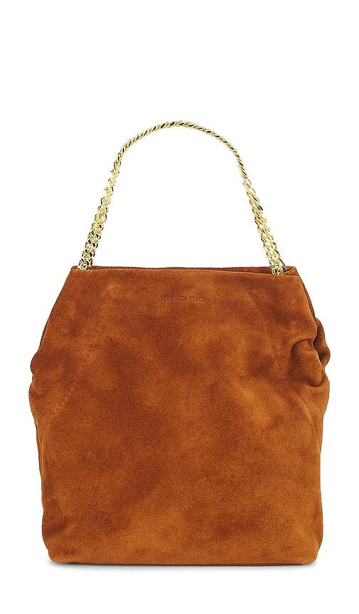veronica beard small suede slouch shoulder bag in brown.