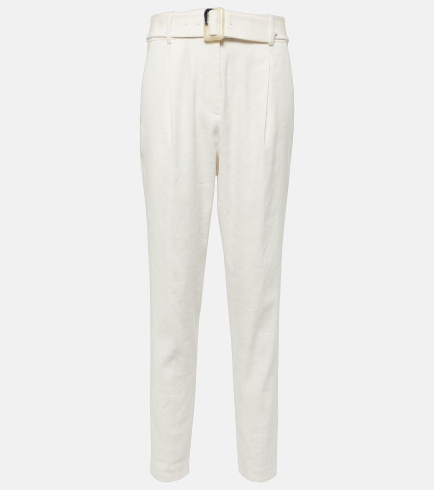 veronica beard sofia high-rise linen-blend tapered pants