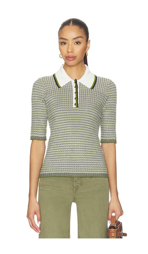 veronica beard soza polo top in green. - size l (also in xs, s, m)