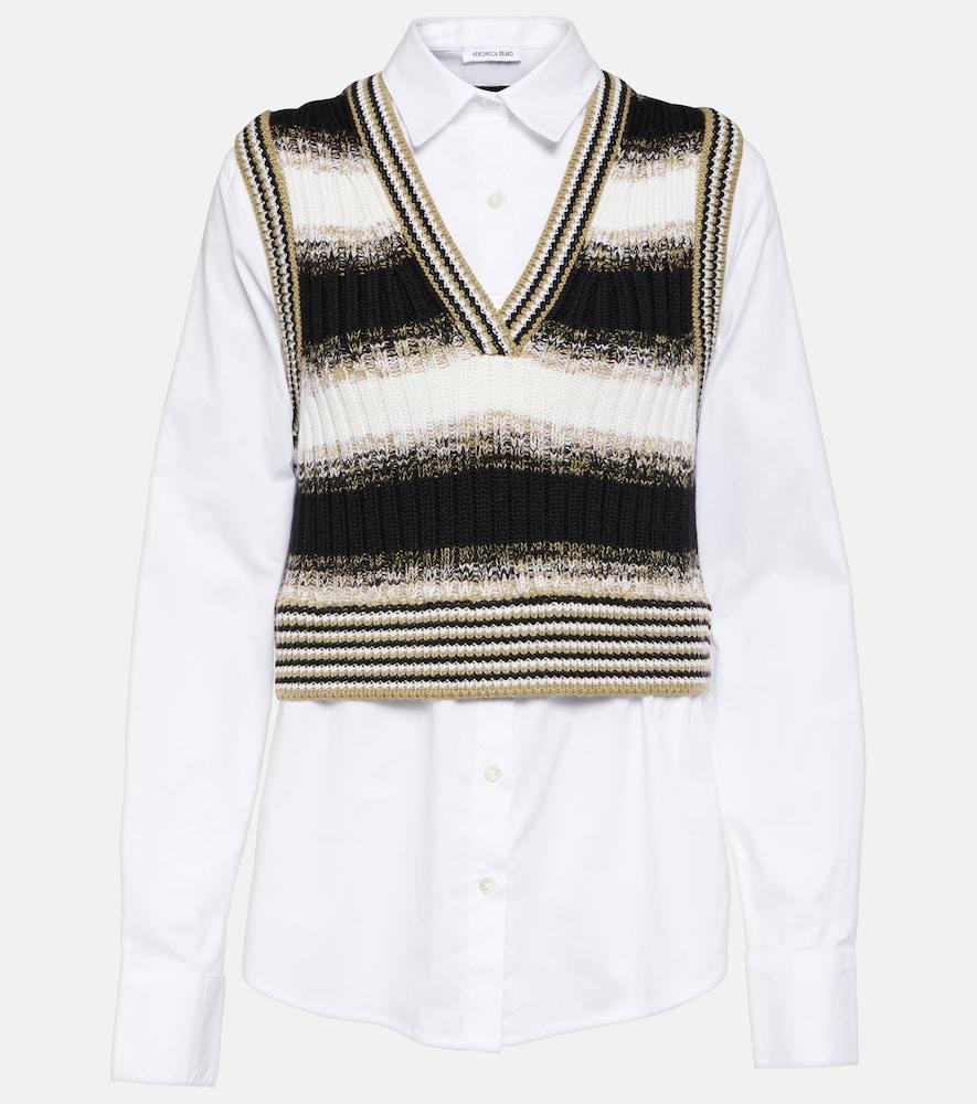 veronica beard spear cotton-blend and wool shirt
