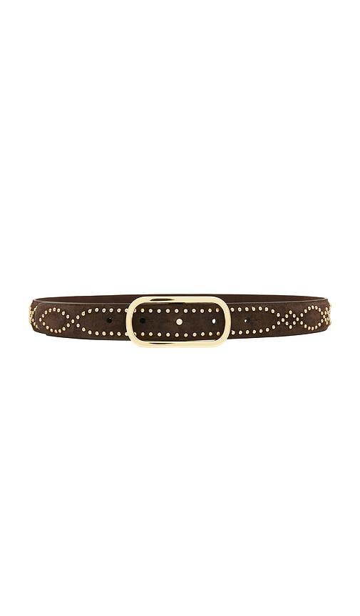 veronica beard studded loop belt in brown. - size l (also in m)