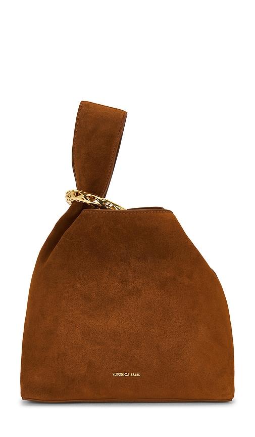 veronica beard suede swing bag in brown.