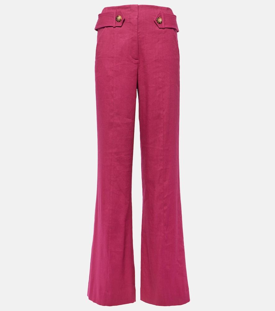 veronica beard sunny linen-blend twill flared pants