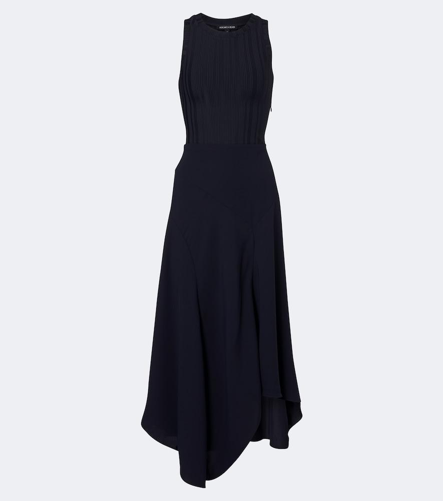 veronica beard thalissa draped ribbed-knit midi dress