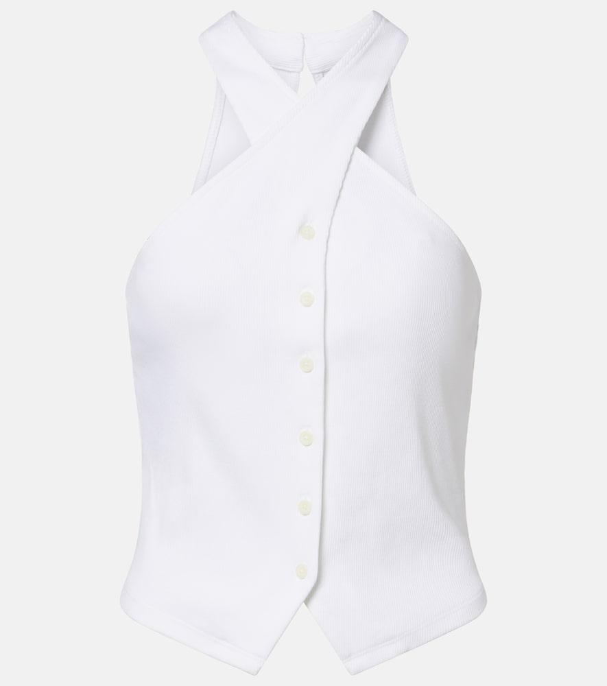 veronica beard thea halterneck cotton-blend top