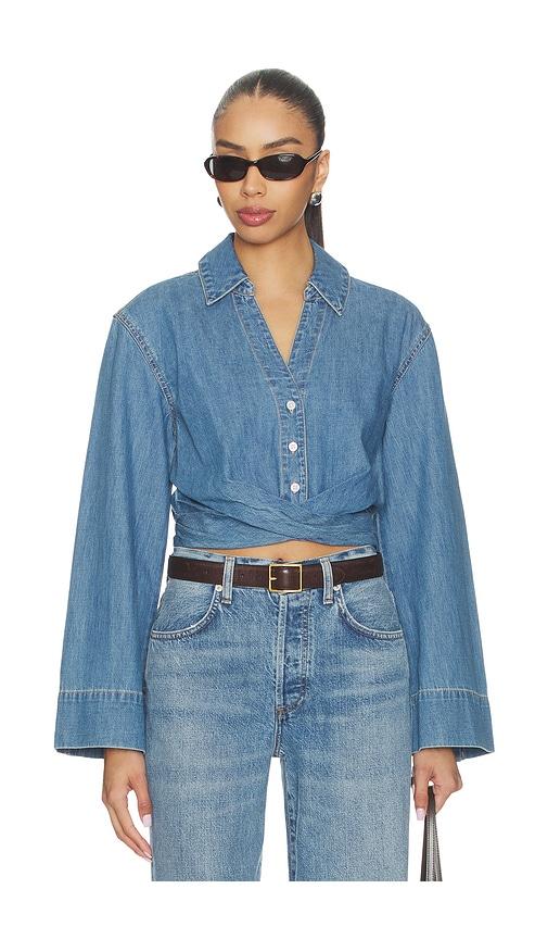 veronica beard timothy shirt in blue. - size 10 (also in 4)