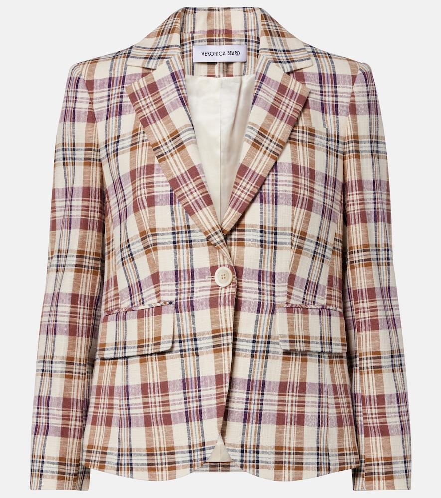 veronica beard tyra plaid cotton-blend blazer