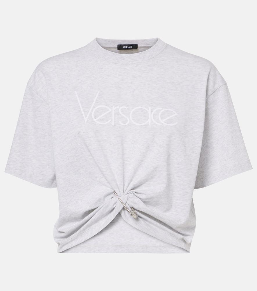 versace 1978 re-edition logo cotton crop top