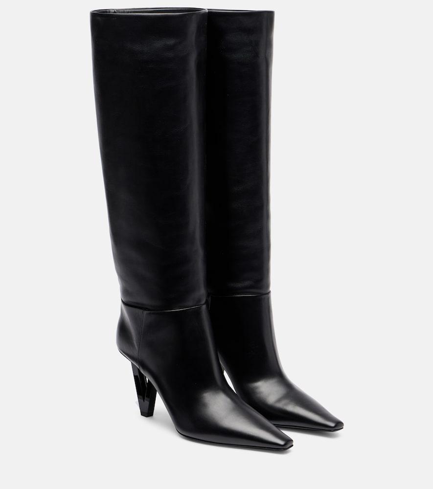 versace 85 leather knee-high boots