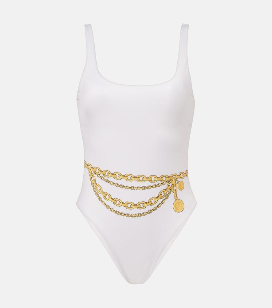 versace chain-detail printed swimsuit