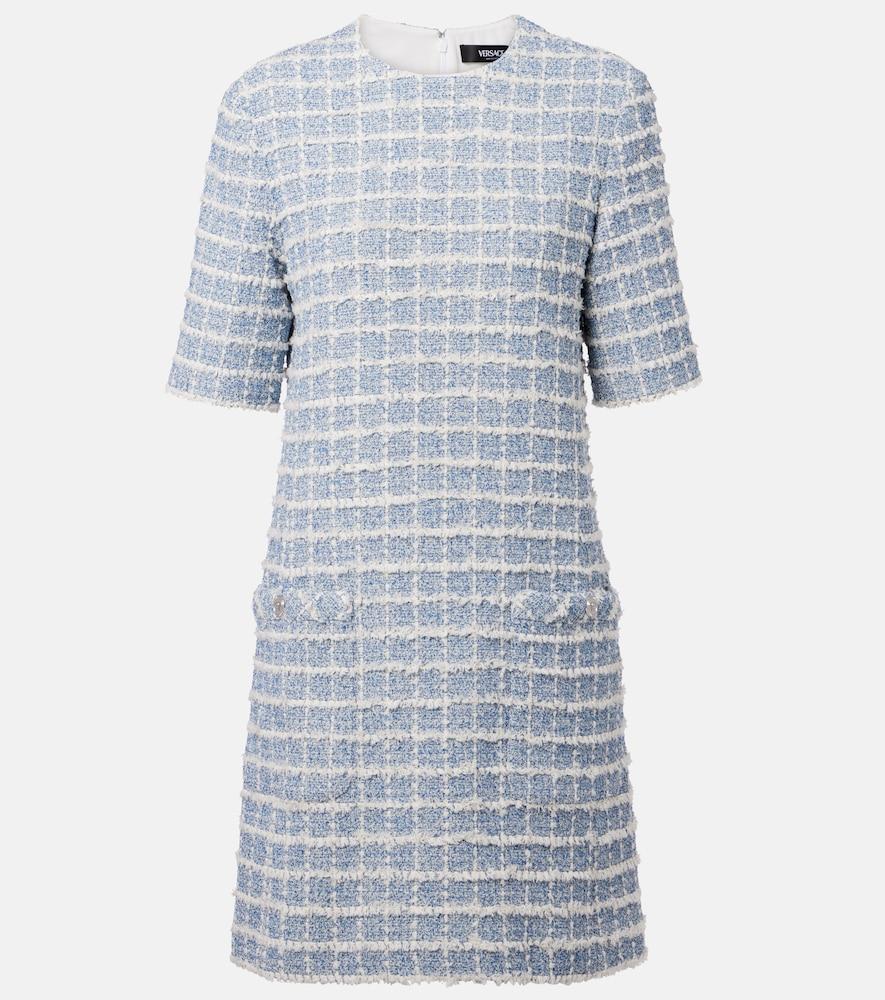 versace checked cotton-blend tweed minidress
