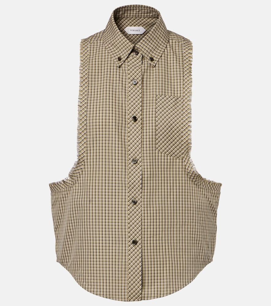 versace checked cotton shirt