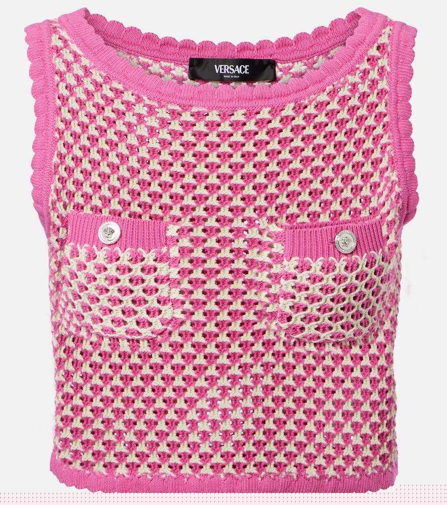 versace crochet cotton-blend crop top