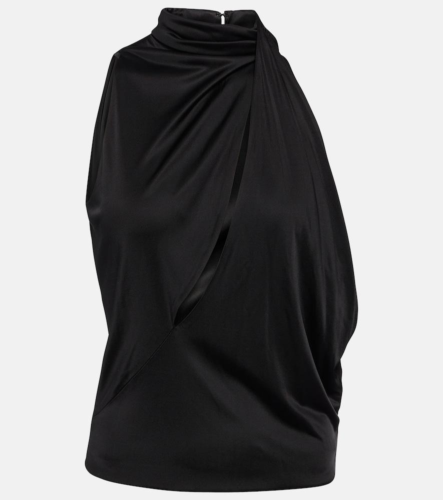 versace cutout turtleneck satin top